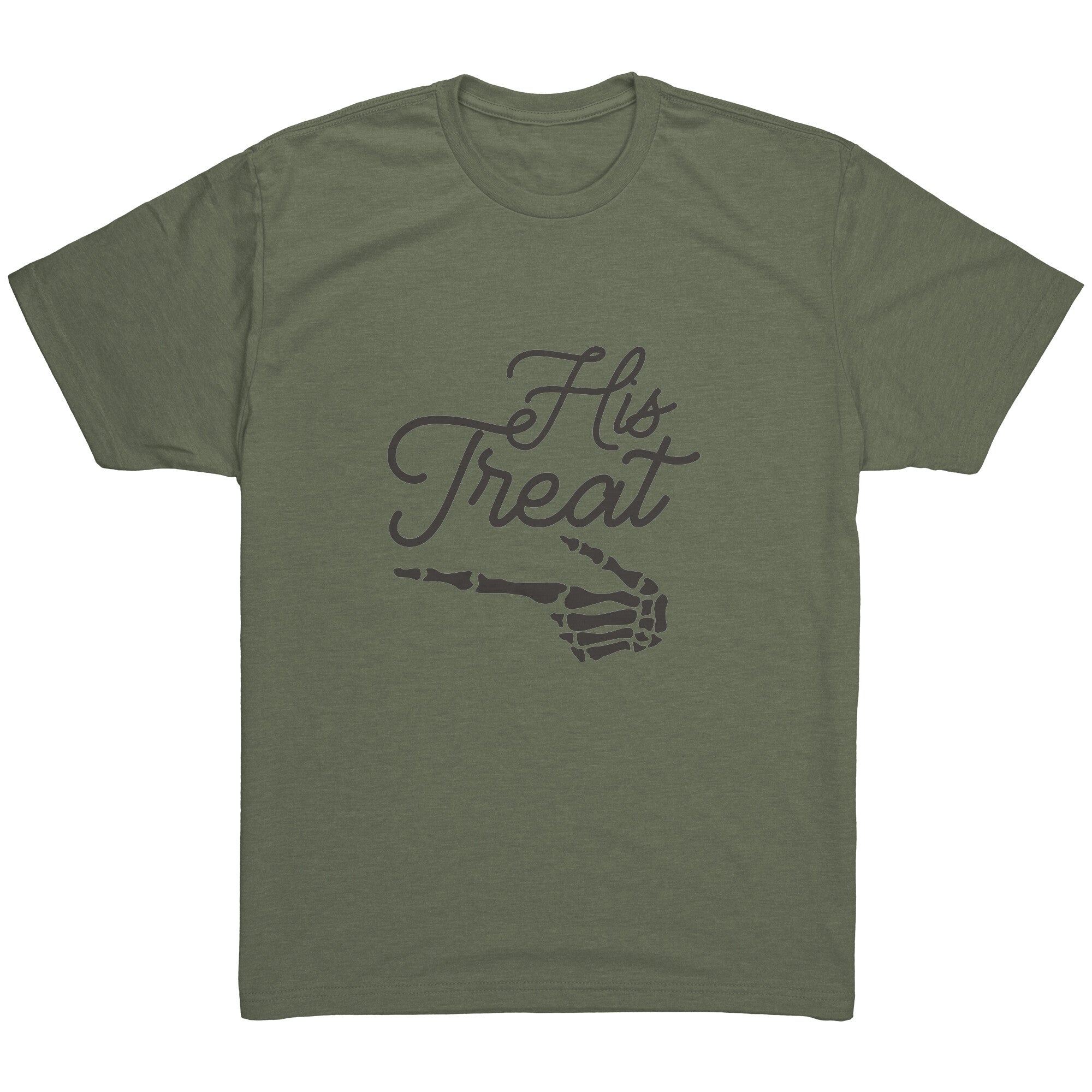 His Trick Skeleton Hand - Black Text Mens T-Shirt