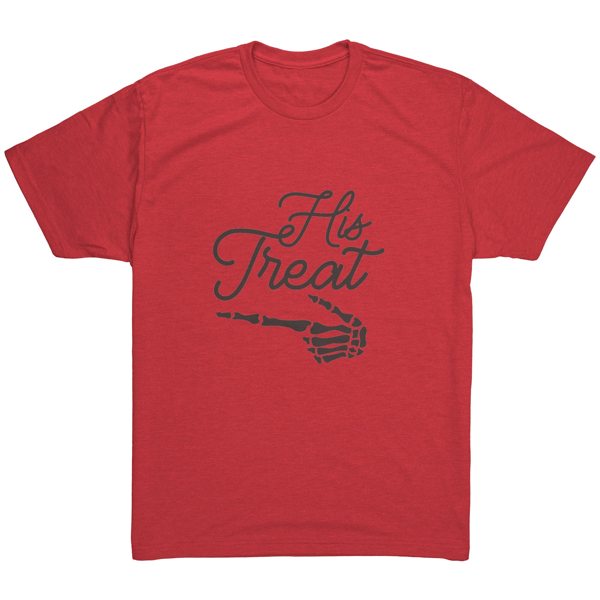 His Trick Skeleton Hand - Black Text Mens T-Shirt